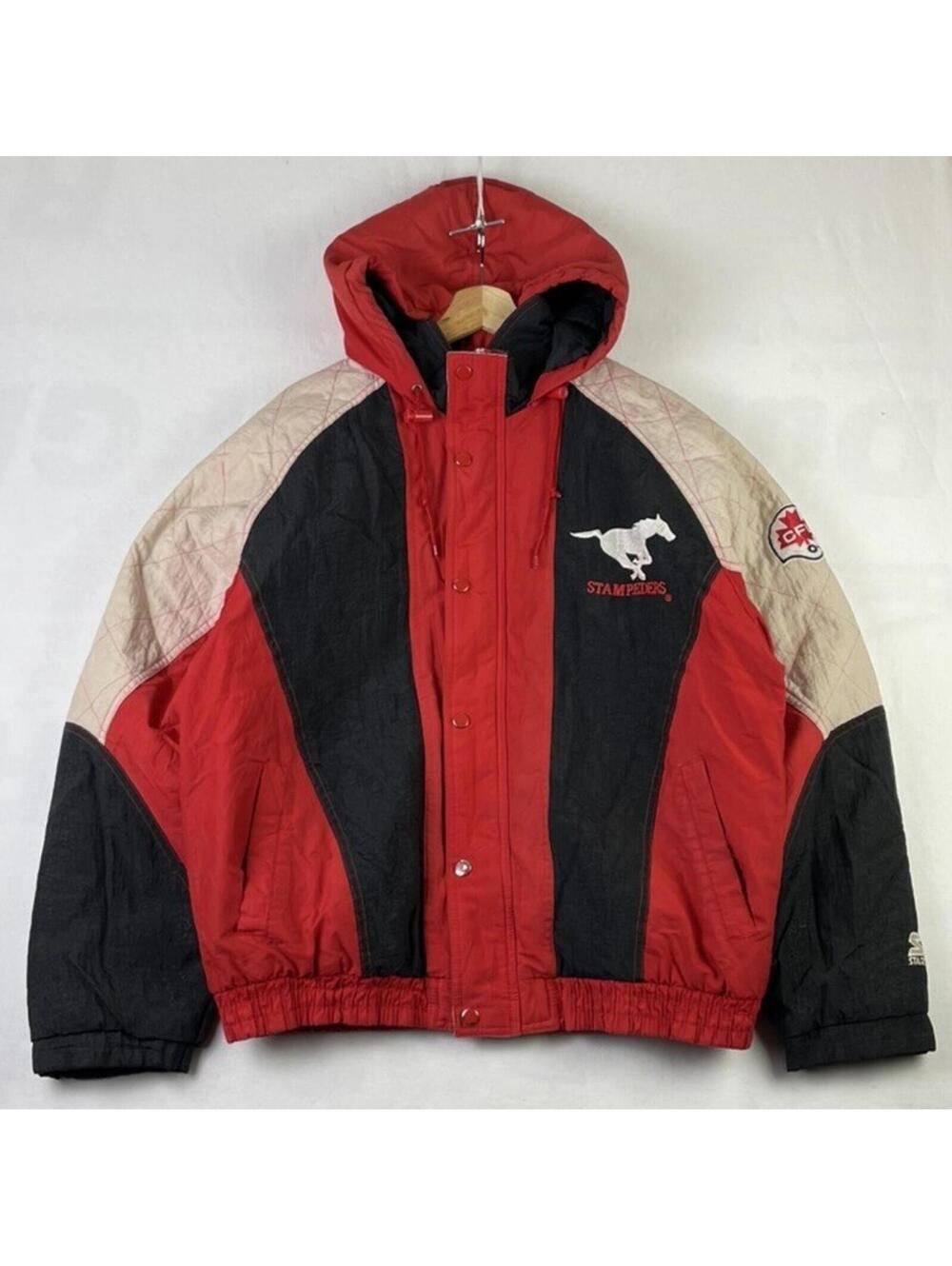 Vintage Starter Calgary Stampeders CFL Football Full Zip Puffer Jacket Sz M READ